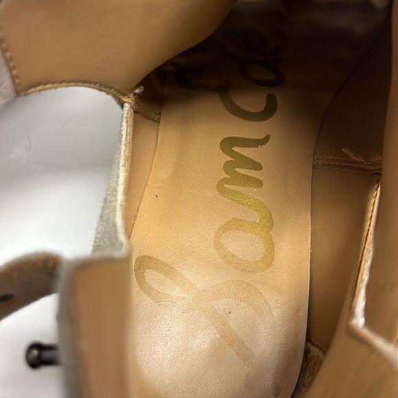 Sam Edelmann Beige Slip-On Suede Braided Booties with Buckles- Size 6.5 - Picture 14 of 16